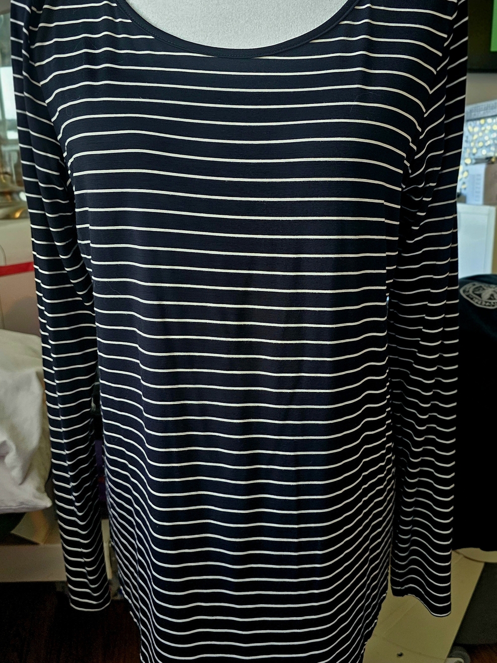 Striped Long Sleeve Tunic in Black and White, Never Worn